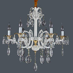 Підвісна класична люстра на 6 свічках з кристалами біла 60x50 см. BST 0301013