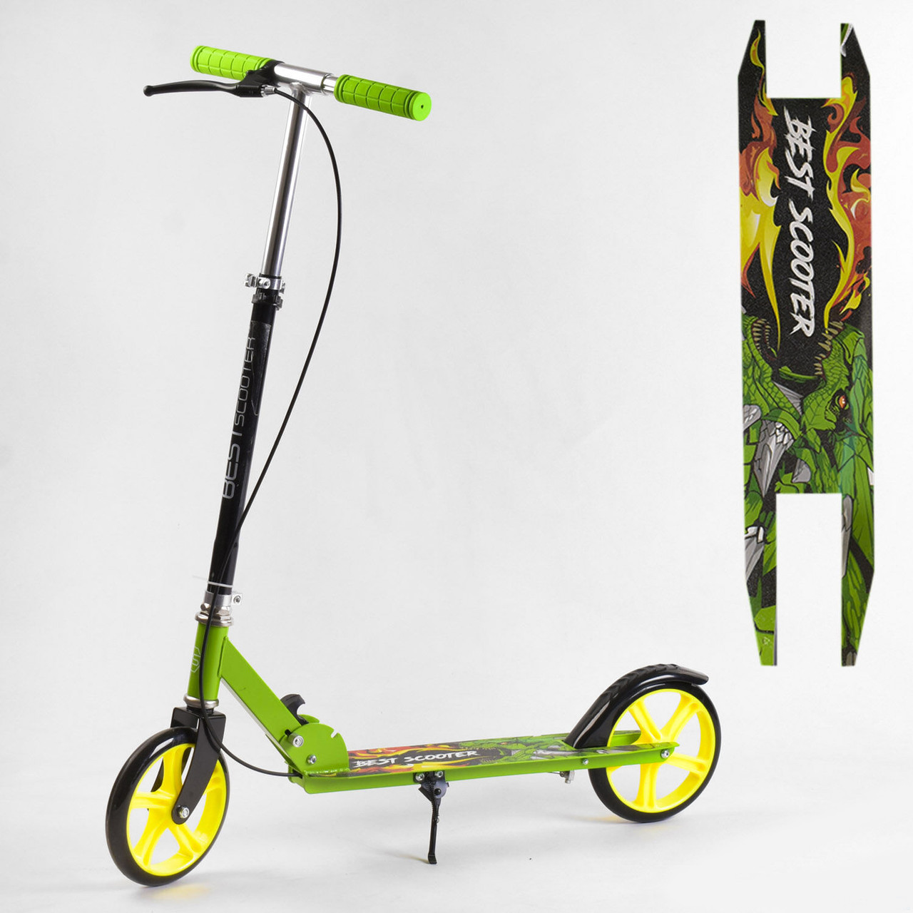 Самокат двоколісний 67788 Best Scooter з ручним гальмом, колеса PU, d=20sм, грипси гумові, фото 1