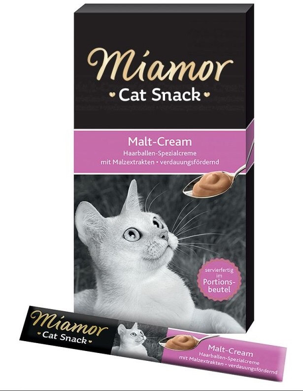 Ласощі для котів для виведення вовни Miamor Cat Snack Malt-Cream з екстрактом солоду 90 г