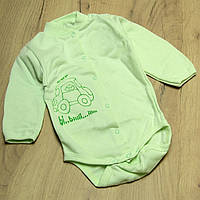 Теплий дитячий боді 74 5-7 міс з начосом кнопками на кнопках байковий для малюків на флісі ФУТЕР 3188 Зелений