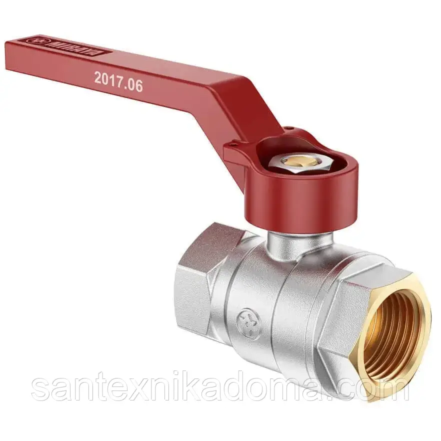 Кран кульовий 1 червоний руків’я-важіль 25 MIRAYA  PN40 ВВ для води