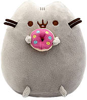 Мягкая игрушка кот Пушин кэт Pusheen cat S&T с Пончиком в лапках 18 х 15 см Серый (vol-71)