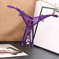 Трусики з розрізом та бусинками універсальний фіолетовий