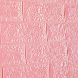 Самоклеючі 3Д панелі, м'які 3d панелі самоклейка для стін 700х770х7 мм, Рожева цегла, фото 2