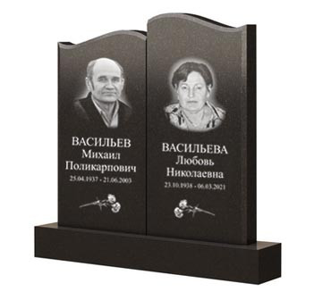Пам'ятник подвійний із граніту на могилу вертикальний 4