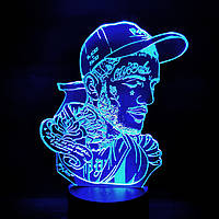 Акриловый 3D светильник-ночник Густав Елайджа Ар (Lil Peep) синий