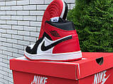 Жіночі кросівки Nike Air Jordan шкіряні молодіжні чорно-білі червоні, фото 4
