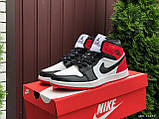 Жіночі кросівки Nike Air Jordan шкіряні молодіжні чорно-білі червоні, фото 3