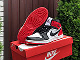 Жіночі кросівки Nike Air Jordan шкіряні молодіжні чорно-білі червоні, фото 5