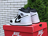Жіночі кросівки Nike Air Jordan шкіряні повсякденні білі чорні, фото 4