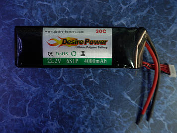 Літій-полімерна батарея Disire-power 22,2 V 4000mAh-30С (53*43*135)570г. max55C