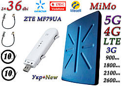 Повний комплект для 4G/LTE/3G c ZTE MF79U (укр +ру меню) + 5G Антена планшетна MIMO 2 × 36dbi (36~48)