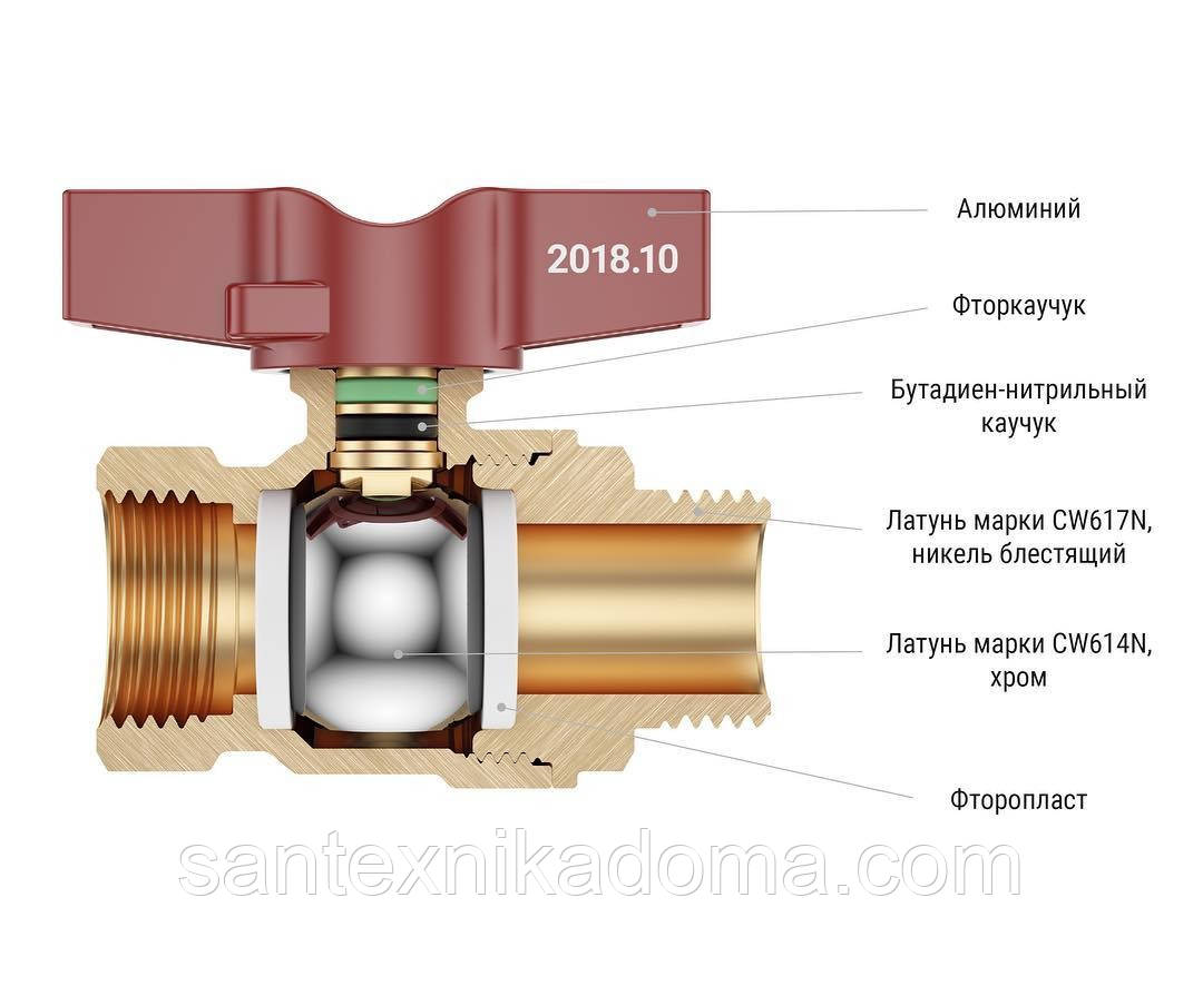 Кран шаровой 3/4 красный рукоятка-рычаг 20 MIRAYA PN40 ВВ для воды - фото 2 - id-p1659182530