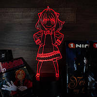 Акриловый 3D светильник-ночник Spy × Family красный