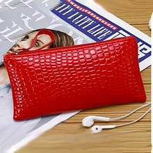 Косметичка/портмоне/футляр жіноча червона "під крокодил" 18,5*10,5*2 см