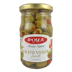 Оливки фаршировані перцем Іпосе Ipocea olive verdi 180/290g 12шт/ящ (Код: 00-00004935)