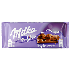 Шоколад потрійний какао крем Мілка Milka triple crema cacao 90g 20шт/ящ (Код: 00-00006342)