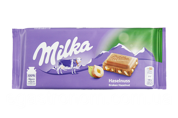 Шоколад Мілка подрібнений лісовий горіх Milka broken haselnuss 100g 22шт/ящ (Код: 00-00005222)