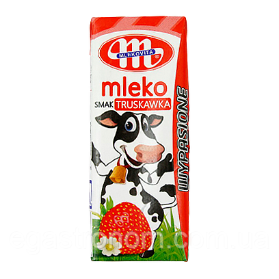 Молоко полуничне Млековіта Mlekovita truskawka 200ml 30шт/ящ (Код: 00-00005401)