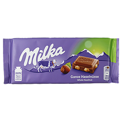 Шоколад цілий лісовий горіх Мілка Milka whole hazelnut 100g 17шт/ящ (Код: 00-00005501)