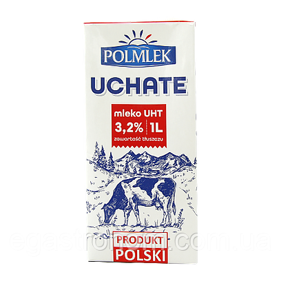 Молоко 3,2% Полмлек Polmlek 1L 12шт/ящ (Код: 00-00000458)