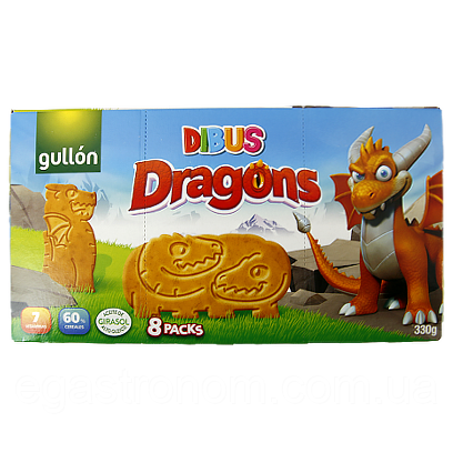 Печиво дракони Гуллон Gullon dibus dragons 300g 10шт/ящ (Код: 00-00000683)