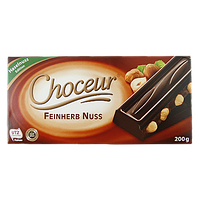 Шоколад чорний з лісовими горіхами Шокур Choceur feinherb nuss 200g 36шт/ящ (Код: 00-00005981)