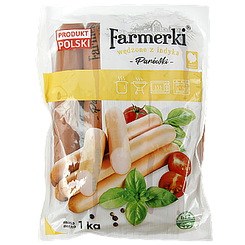 Сосиски індичі Фермерські Farmerki 1kg 10шт/ящ (Код: 00-00011731)