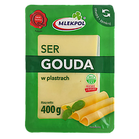 Сир нарізка гауда Млекпол Mlekpol Gouda 400g 24шт/ящ (Код: 00-00004618)