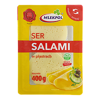 Сир нарізка салямі Млекпол Mlekpol Salami 400g 16шт/ящ (Код: 00-00004626)