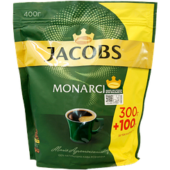 Кава розчинна монарх Якобс Jacobs monarci 400g 8шт/ящ (Код: 00-00011821)