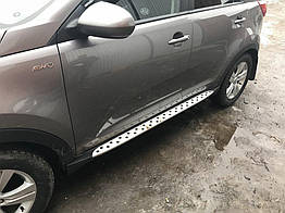 Бокові пороги Niken для Kia Sportage (2010-2015) Алюміній + пластик (2 шт.)