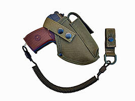 Кобура для пістолета ПМ макарова Олива з підсумком під магазин + шнур страхувальний тренчик 972 SV