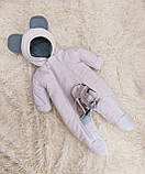 Зимовий комбінезон + конверт спальник "Зайчик" для новонароджених, білий з сірим, фото 3