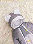 Зимовий комбінезон + конверт спальник принт "Ведмедик" для новонароджених, сірий, фото 4