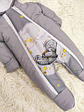 Зимовий комбінезон + конверт спальник принт "Ведмедик" для новонароджених, сірий, фото 3