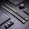 Преміум Багаторазові Китайські Корейські Японські Палички Для Їжі, Суші, Роллів нержавіюча сталь Чорні, фото 6