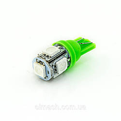 Лампа світлодіодна 12V T10 (W5W) 5SMD 5050 ЗЕЛЕНИЙ