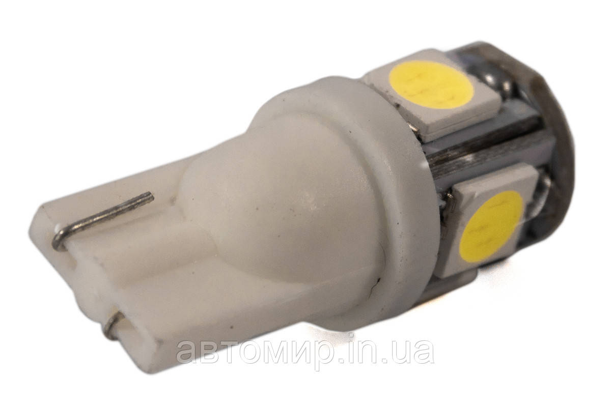 Світлодіодна лампа AllLight T10 5 діодів 5050 W2,1x9,5d 12V WHITE, фото 1