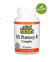 Natural Factors, Hi Potency B, Комплекс витаминов группы В, b, 50 мг, 90 капсул