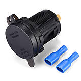 Автомобільна зарядка врізна USB 4.8 A з вольтметром в прикурювач, фото 4