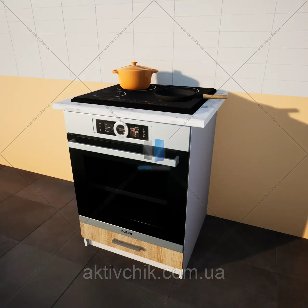 Нижній модуль для кухні, кухонний модуль Тумба під духовку 600мм (без стільниці) Opendoors
