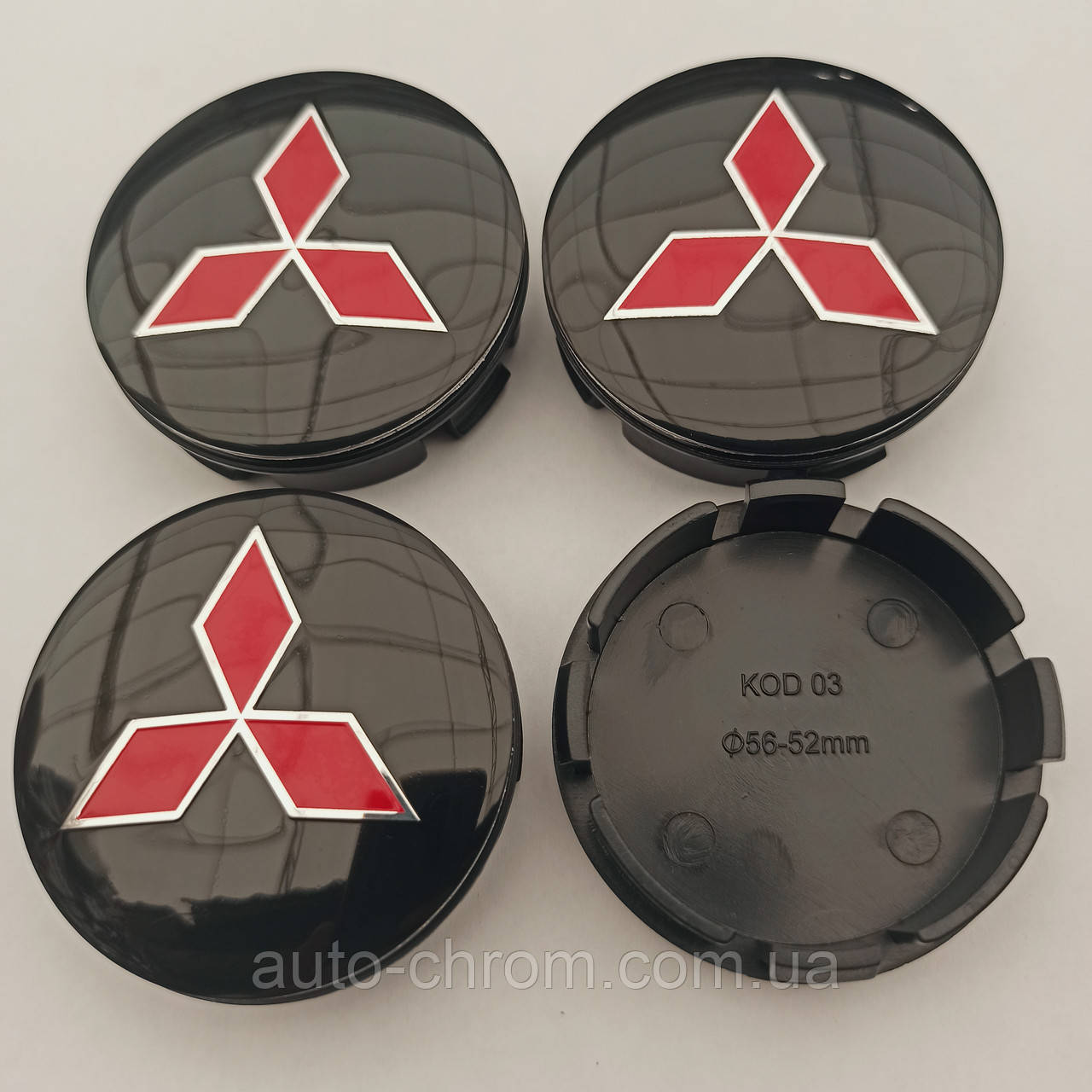 Ковпачки в диски Mitsubishi 52*56 мм червоні