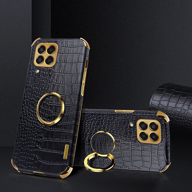 Чохол для Samsung Galaxy M53 5G з тисненням під шкіру крокодила і магнітним утримувачем Black