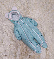 Зимовий комбінезон з плащової тканини з глітером на флісі, для новонароджених унісекс, м'ятний