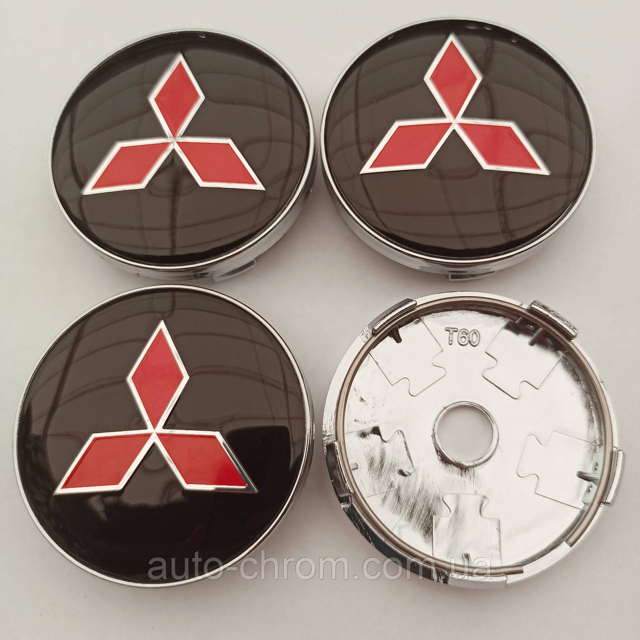 Ковпачки в диски Mitsubishi 56*60 мм червоні, фото 1