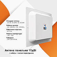 Антенна панельная MIMO 2G/3G/4G 17 дБи R-net с кабелем и переходниками