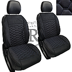 Преміум накидки на передні сидіння RINNEKO Чорна Алькантара строчка сіра Дизайн Соти 2 шт