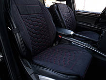 Преміум накидки на передні сидіння RINNEKO Чорна Алькантара строчка червона Дизайн Соти 2 шт, фото 5