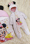 Зимовий комбінезон + конверт спальник принт Minni для новонароджених, білий з рожевим, фото 5